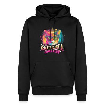 Vaporwave Bunt 80er Katze - Männer Premium Bio Hoodie - Schwarz - Vorne - Nico (187cm)