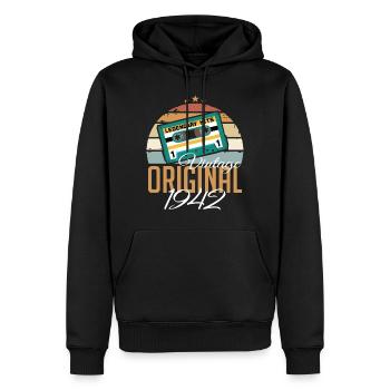 Jahrgang 1942 geboren Original 1942 Geburtstag - Männer Premium Bio Hoodie - Schwarz - Vorne - Nico (187cm)