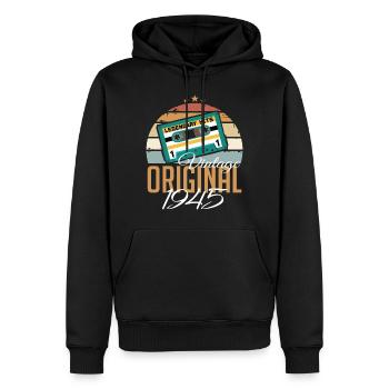 Vintage 1945 Born Original 1945 Birthday - Men’s Premium Organic Hoodie - black - Front - Nico (187cm)