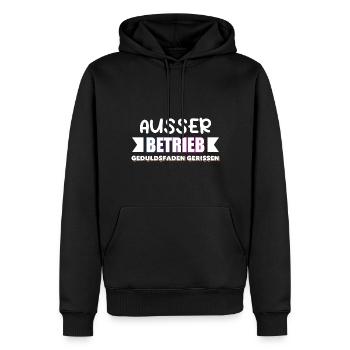 AUSSER BETRIEB GEDULDSFADEN GERISSEN - Männer Premium Bio Hoodie - Schwarz - Vorne - Nico (187cm)