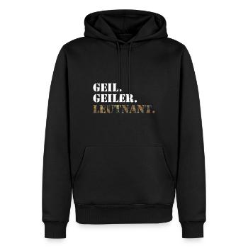 Geil. Geiler. Leutnant. Bundeswehr Soldat - Männer Premium Bio Hoodie - Schwarz - Vorne - Nico (187cm)
