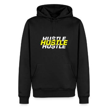 Hustle Quote - Männer Premium Bio Hoodie - Schwarz - Vorne - Nico (187cm)