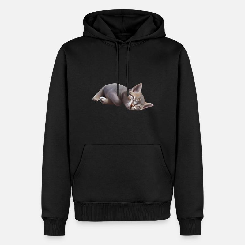 Chat endormi - Sweat à capuche Premium bio Homme - noir