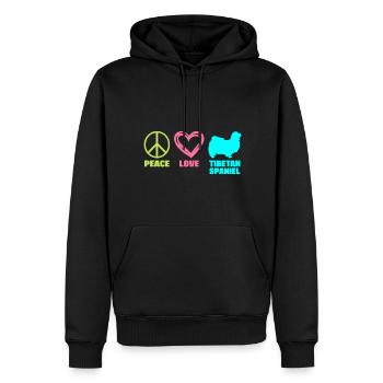 Épagneul tibétain Maman Paix Amour Dictons Drôles - Sweat à capuche Premium bio Homme - noir - Devant - Nico (187cm)