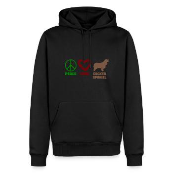 Chocolat Cocker Épagneul Maman Paix Amour - Sweat à capuche Premium bio Homme - noir - Devant - Nico (187cm)