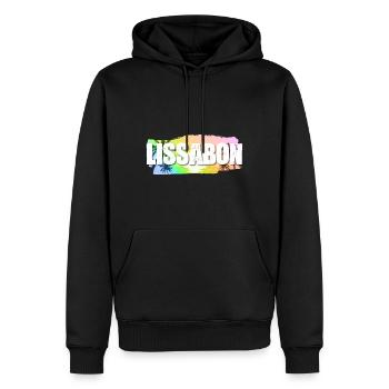 Lissabon - Männer Premium Bio Hoodie - Schwarz - Vorne - Nico (187cm)