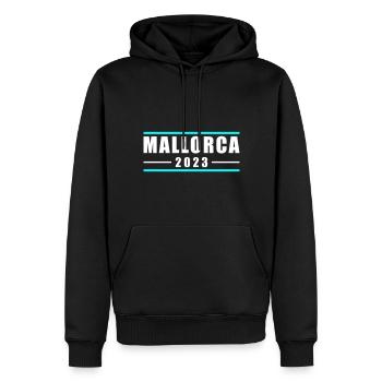 Mallorca 2023 - Männer Premium Bio Hoodie - Schwarz - Vorne - Nico (187cm)