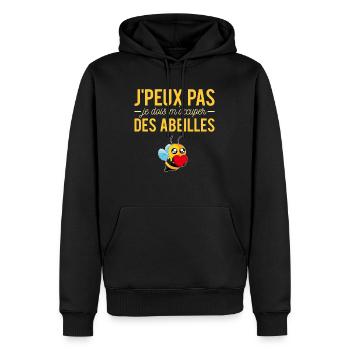 J'peux pas abeilles apiculture apiculteur humour - Sweat à capuche Premium bio Homme - noir - Devant - Nico (187cm)