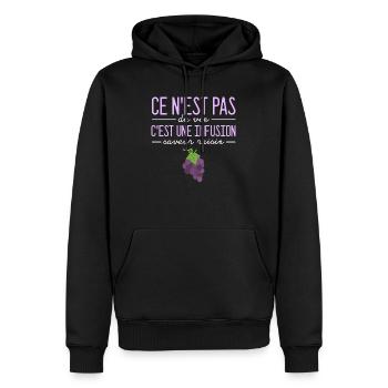 Ce n'est pas du vin vigne vigneron humour - Sweat à capuche Premium bio Homme - noir - Devant - Nico (187cm)