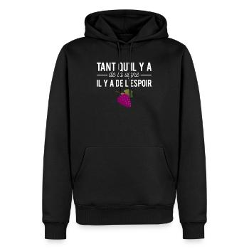 Tant qu'il y a de la vigne il y a de l'espoir vin - Sweat à capuche Premium bio Homme - noir - Devant - Nico (187cm)