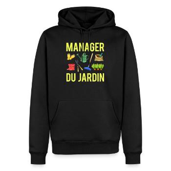 Manager du jardin humour jardinage jardinier - Sweat à capuche Premium bio Homme - noir - Devant - Nico (187cm)