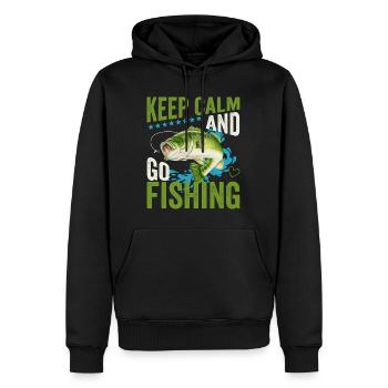 Keep Calm And Go Fishing Funny Bass Fishing - Männer Premium Bio Hoodie - Schwarz - Vorne - Nico (187cm)
