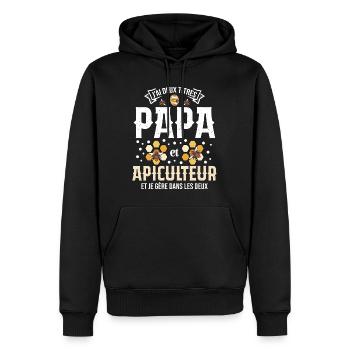Papa Apiculteur Homme Abeilles Abeille Apiculture - Sweat à capuche Premium bio Homme - noir - Devant - Nico (187cm)