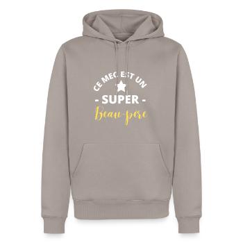 Ce mec est un super beau-père - Sweat à capuche Premium bio Homme - taupe - Devant - Nico (187cm)