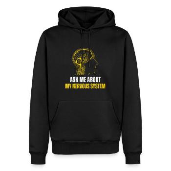 Ask Me About My Nervous System - Sweat à capuche Premium bio Homme - noir - Devant - Nico (187cm)