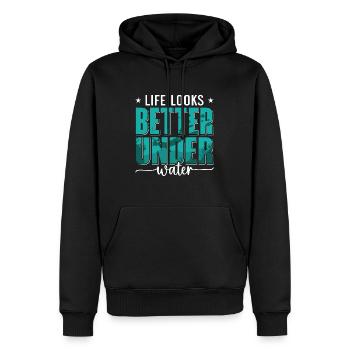 Apnéistes plongeurs Apnée Cadeau d’apnée - Sweat à capuche Premium bio Homme - noir - Devant - Nico (187cm)