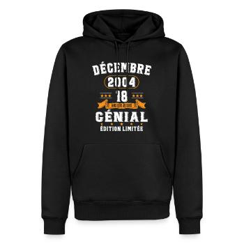 18 Ans Anniversaire Vintage Né(e) en Décembre 2004 - Sweat à capuche Premium bio Homme - noir - Devant - Nico (187cm)