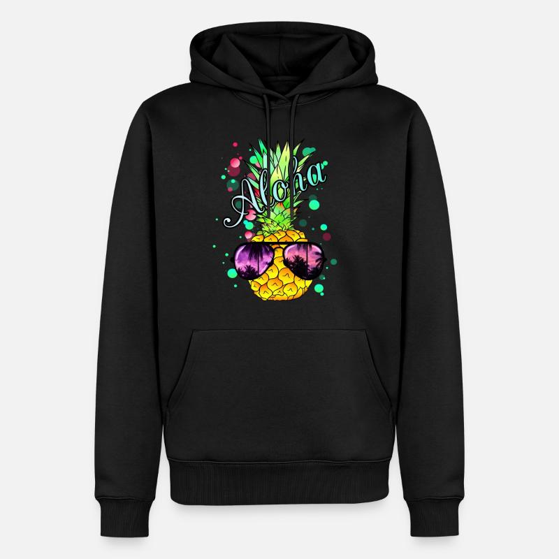 Aloha Ananas mit Sonnenbrille - Männer Premium Bio Hoodie - Schwarz
