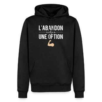 L'abandon n'est pas une option sport humour - Sweat à capuche Premium bio Homme - noir - Devant - Nico (187cm)