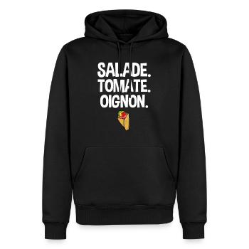Salade tomate oignon kebab nourriture fast food - Sweat à capuche Premium bio Homme - noir - Devant - Nico (187cm)