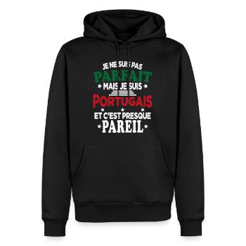 Pas Parfait Je Suis Portugais Humour Cadeau - Sweat à capuche Premium bio Homme - noir - Devant - Nico (187cm)