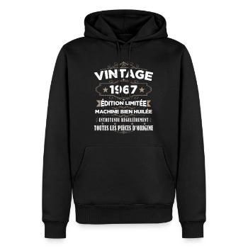 Vintage 1967 Édition Limitée - Sweat à capuche Premium bio Homme - noir - Devant - Nico (187cm)
