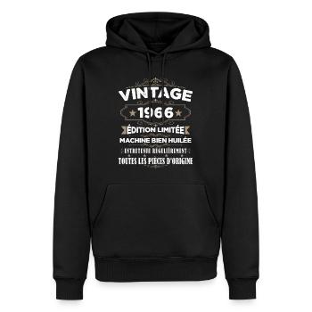 Vintage 1966 Édition Limitée - Sweat à capuche Premium bio Homme - noir - Devant - Nico (187cm)