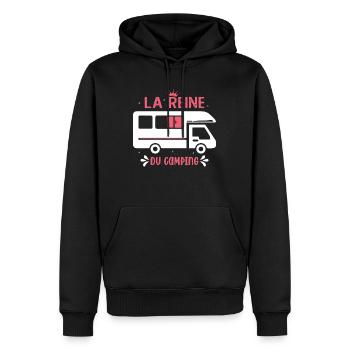 La Reine Du Camping Campeuse - Sweat à capuche Premium bio Homme - noir - Devant - Nico (187cm)