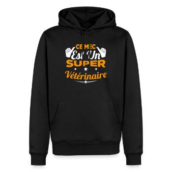 Humour Ce Mec Est Un Super Vétérinaire - Sweat à capuche Premium bio Homme - noir - Devant - Nico (187cm)