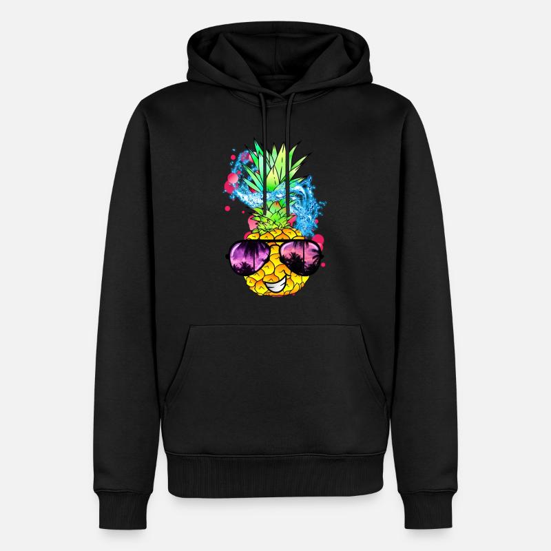 fruit d’ananas acidulé avec visage - Sweat à capuche Premium bio Homme - noir
