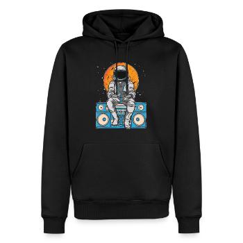 Astronomie Radio Espace Music Lover Stars Univers - Sweat à capuche Premium bio Homme - noir - Devant - Nico (187cm)