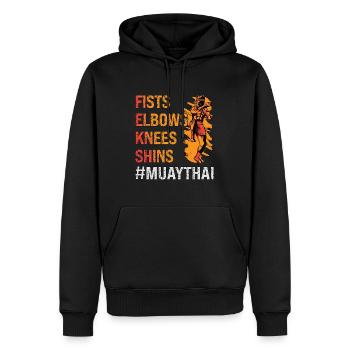 Muay Thai Fists Elbows Knees Shins Fighter Boxing - Men’s Premium Organic Hoodie - black - Front - Nico (187cm)