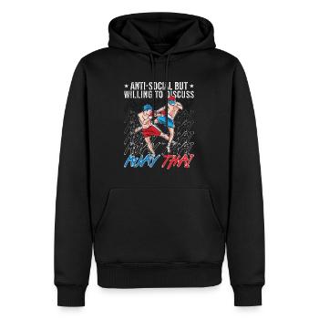 Muay Thai Anti-Social Mais Volontaire Fighter Boxing - Sweat à capuche Premium bio Homme - noir - Devant - Nico (187cm)