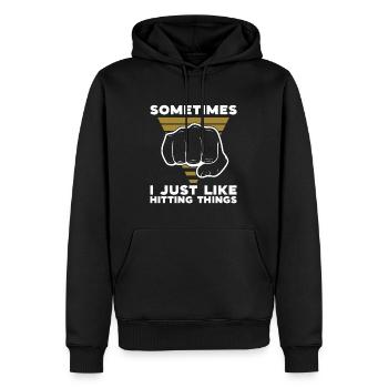 Muay Thai Sometimes I Just Like Hitting Fighter - Männer Premium Bio Hoodie - Schwarz - Vorne - Nico (187cm)