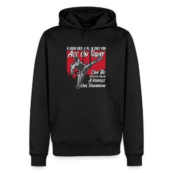 TaekwondoA Bon Combat Fighter Combat Sport Karaté - Sweat à capuche Premium bio Homme - noir - Devant - Nico (187cm)