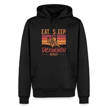 Taekwondo Eat Sleep Taekwondo Repeat Fighter Retro - Männer Premium Bio Hoodie - Schwarz - Vorne - Nico (187cm)