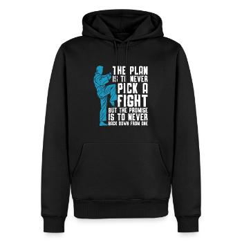 Taekwondo Le plan est Fighter Fight Sport Fighters - Sweat à capuche Premium bio Homme - noir - Devant - Nico (187cm)