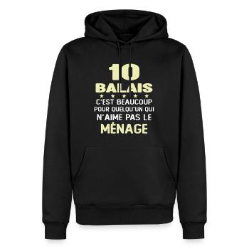 10 balais Drôle Cadeau Anniversaire 10 ans - Sweat à capuche Premium bio Homme - noir - Devant - Nico (187cm)