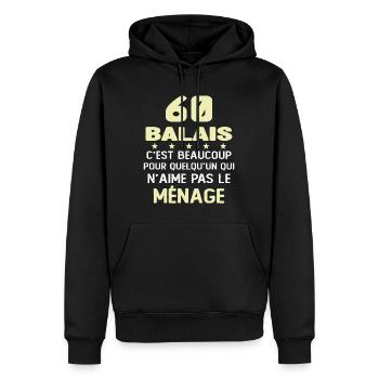 60 balais Drôle Cadeau Anniversaire 60 ans - Sweat à capuche Premium bio Homme - noir - Devant - Nico (187cm)