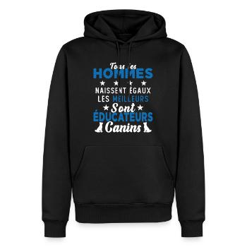 Homme Educateur Canin Chien Chiot Cadeau - Sweat à capuche Premium bio Homme - noir - Devant - Nico (187cm)