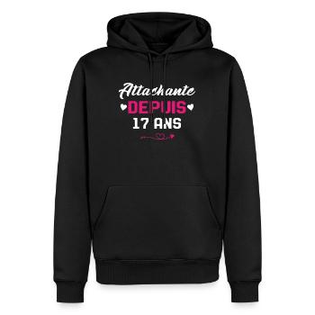 Femme Cadeau Anniversaire 17 ans Fille Humour - Sweat à capuche Premium bio Homme - noir - Devant - Nico (187cm)