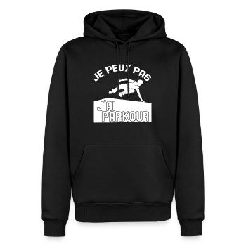 Je Peux Pas J'ai Parkour - Sweat à capuche Premium bio Homme - noir - Devant - Nico (187cm)