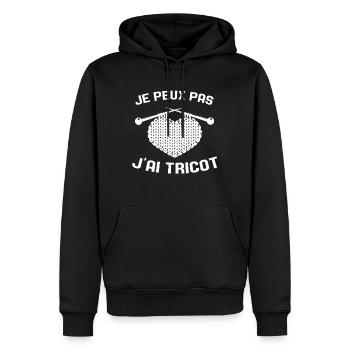 Je Peux Pas J'ai Tricot Rigolo Couture - Sweat à capuche Premium bio Homme - noir - Devant - Nico (187cm)