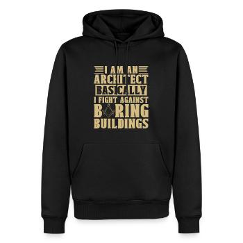 Je suis un architecte fondamentalement un bâtiment d’architecture - Sweat à capuche Premium bio Homme - noir - Devant - Nico (187cm)