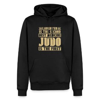 Le rire de judo est le deuxième sport de karaté de combat - Sweat à capuche Premium bio Homme - noir - Devant - Nico (187cm)