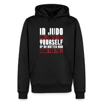 En Judo, vous apprenez le combat d’entraînement au karaté combattant - Sweat à capuche Premium bio Homme - noir - Devant - Nico (187cm)