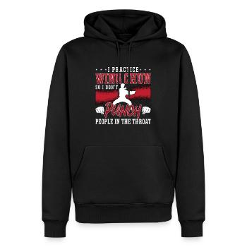 Je pratique les arts martiaux Wing Chun Fighter Kung Fu - Sweat à capuche Premium bio Homme - noir - Devant - Nico (187cm)