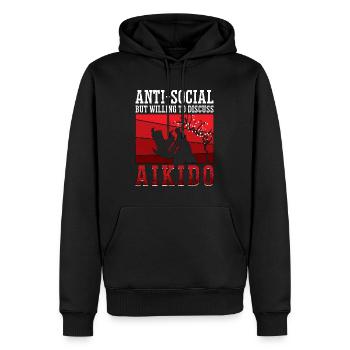 Aikido Anti-Social Mais Volontaire Combattant Samouraï - Sweat à capuche Premium bio Homme - noir - Devant - Nico (187cm)
