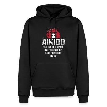 Aïkido 2% Faire la technique 98% Combattant Samouraï - Sweat à capuche Premium bio Homme - noir - Devant - Nico (187cm)