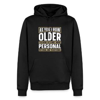 Wing Chun en vieillissant combattant d’entraînement - Sweat à capuche Premium bio Homme - noir - Devant - Nico (187cm)